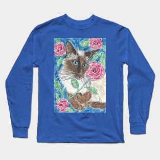 Siamese cat flowers Long Sleeve T-Shirt